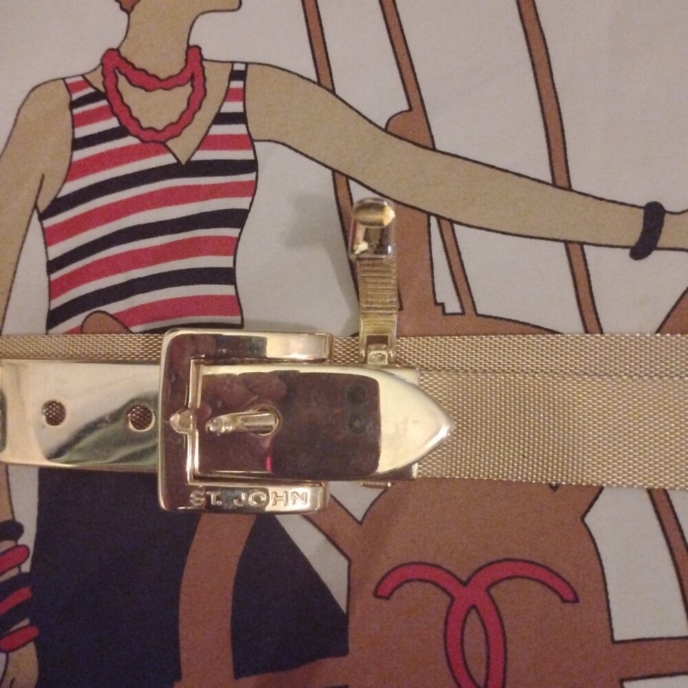 ❤️Stunning! ST JOHN Designer Mesh Gold Tone Belt 27